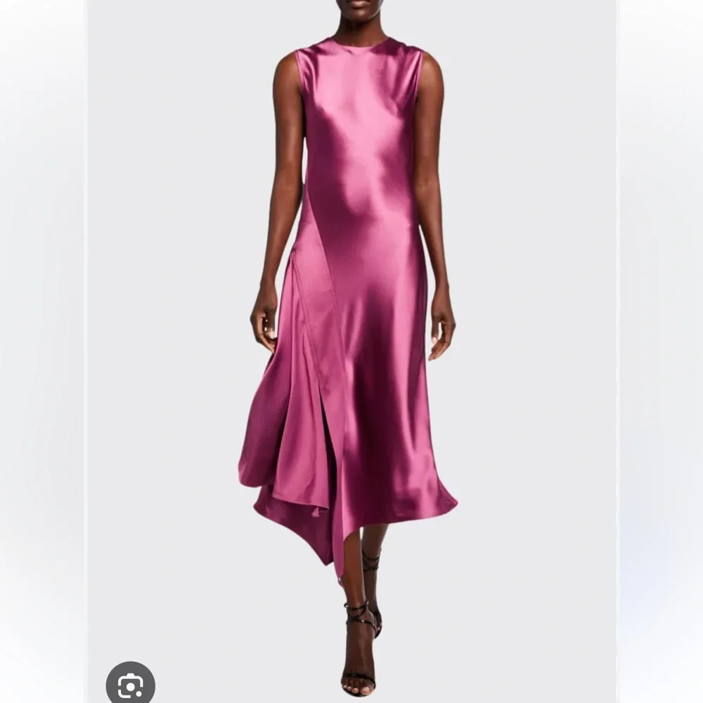 NWT $1300 Sies Marjan Vanessa Satin Crinkled Midi Dress Raspberry Purple Size 2